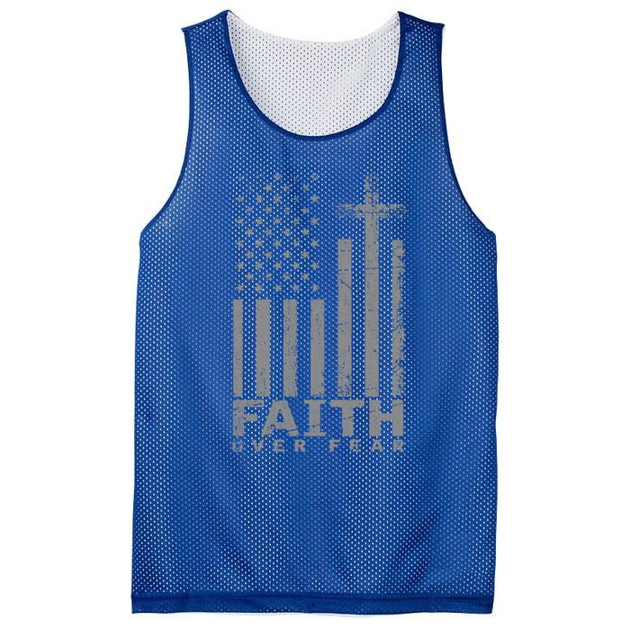 Usa Flag Patriotic American Gift Faith Over Fear Prayer Gift Mesh Reversible Basketball Jersey Tank