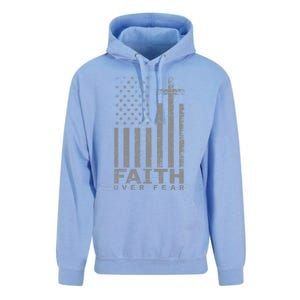 Usa Flag Patriotic American Gift Faith Over Fear Prayer Gift Unisex Surf Hoodie