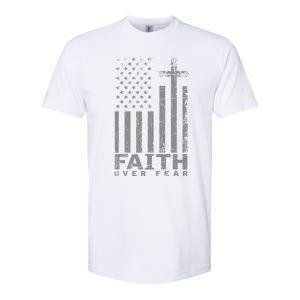 Usa Flag Patriotic American Gift Faith Over Fear Prayer Gift Softstyle CVC T-Shirt