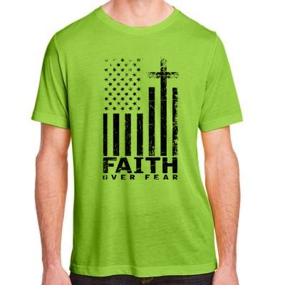 Usa Flag Patriotic American Gift Faith Over Fear Prayer Adult ChromaSoft Performance T-Shirt