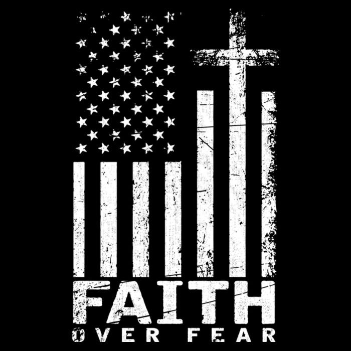 Usa Flag Patriotic American Gift Faith Over Fear Prayer Tall T-Shirt
