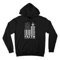 Usa Flag Patriotic American Gift Faith Over Fear Prayer Tall Hoodie