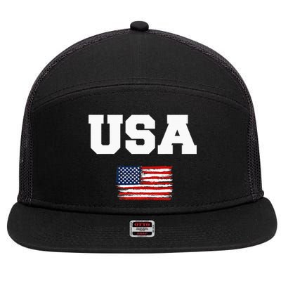 USA Flag Patriotic 4th of July America day of Independence 7 Panel Mesh Trucker Snapback Hat