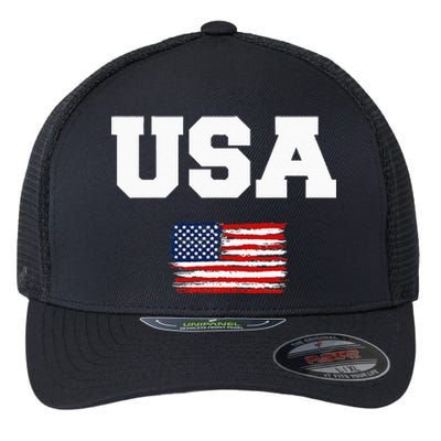 USA Flag Patriotic 4th of July America day of Independence Flexfit Unipanel Trucker Cap