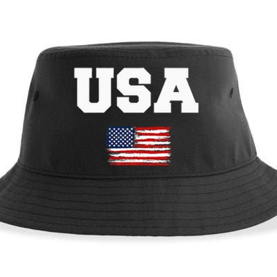 USA Flag Patriotic 4th of July America day of Independence Sustainable Bucket Hat