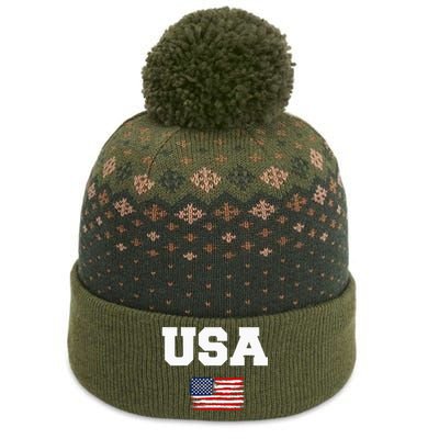 USA Flag Patriotic 4th of July America day of Independence The Baniff Cuffed Pom Beanie