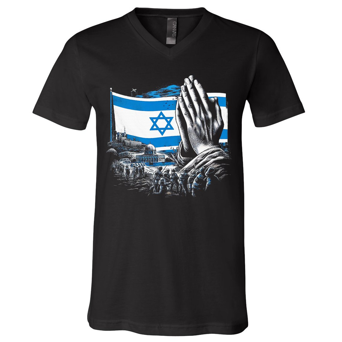 usa flag Pray for Israel V-Neck T-Shirt