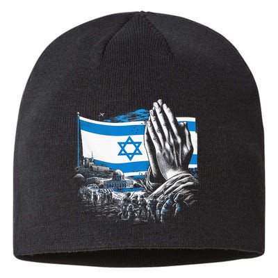 usa flag Pray for Israel Sustainable Beanie