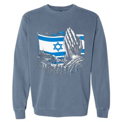 usa flag Pray for Israel Garment-Dyed Sweatshirt