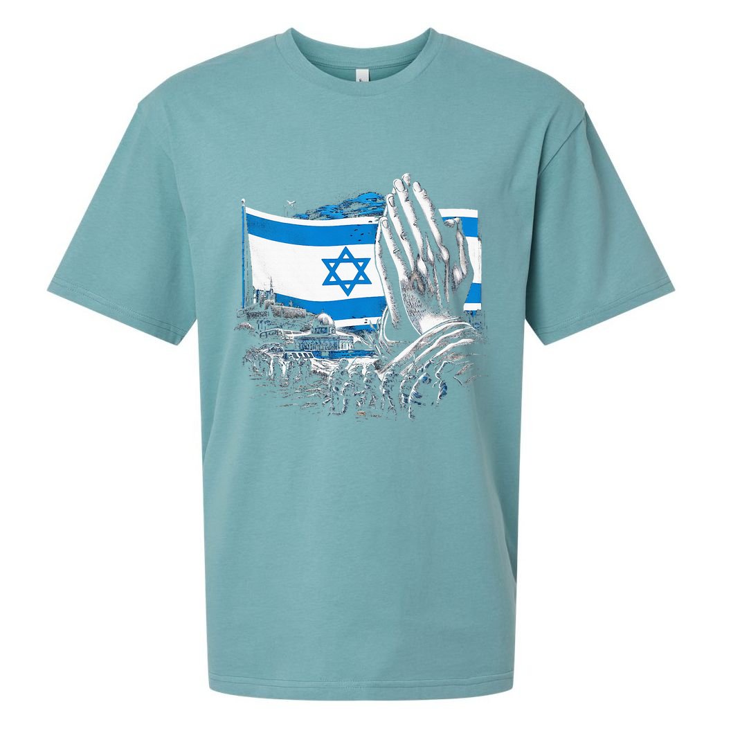 usa flag Pray for Israel Sueded Cloud Jersey T-Shirt