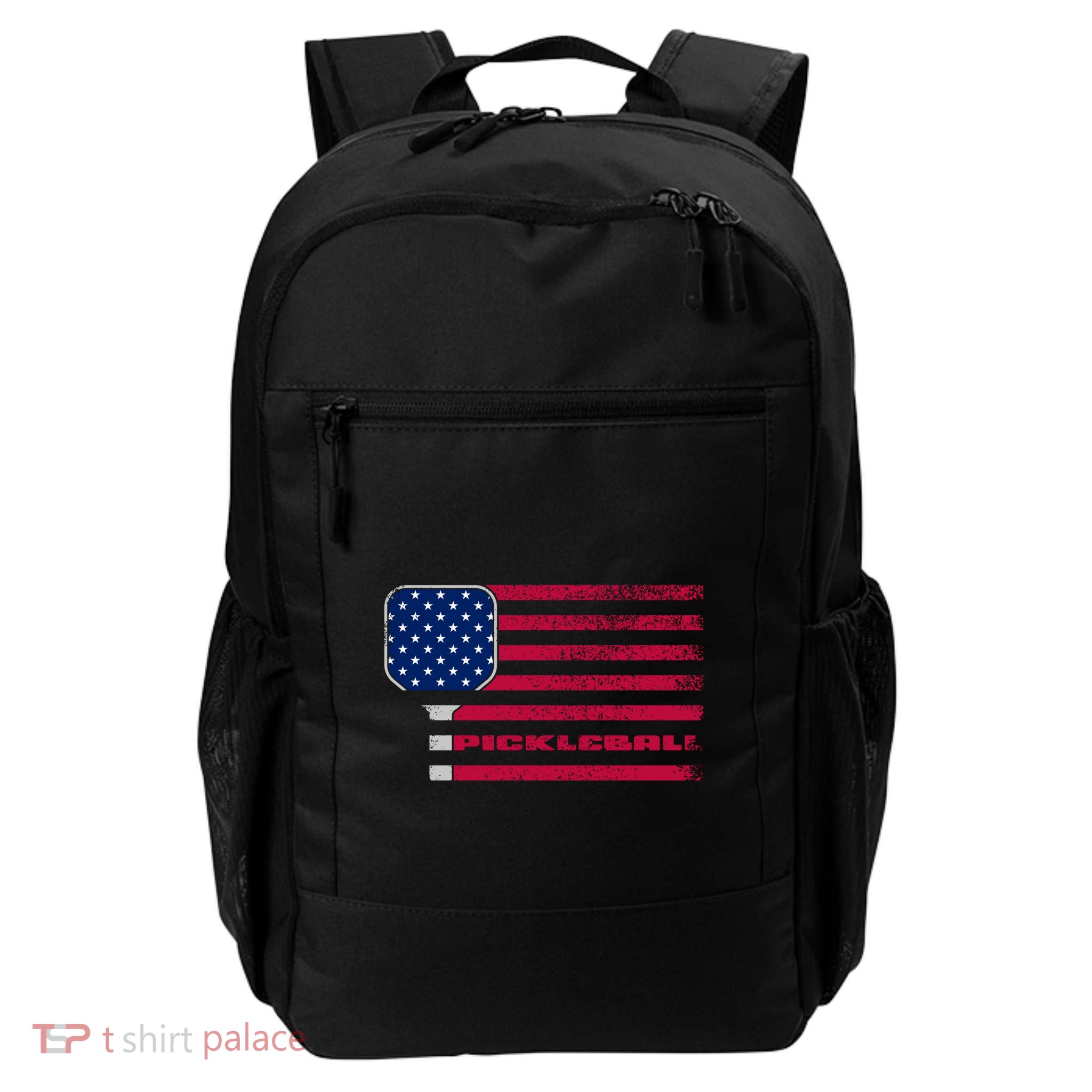 Us Flag Pickleball Player Paddleball Lover Pickleball Gift Daily Commute Backpack