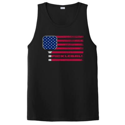 Us Flag Pickleball Player Paddleball Lover Pickleball Gift PosiCharge Competitor Tank