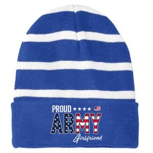 Us Flag Proud Army Friend Gift Striped Beanie with Solid Band