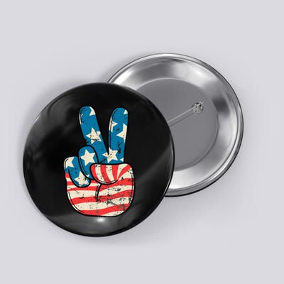 Usa Flag Peace Sign Hand Patriotic Button