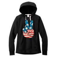 Usa Flag Peace Sign Hand Patriotic Women's Fleece Hoodie