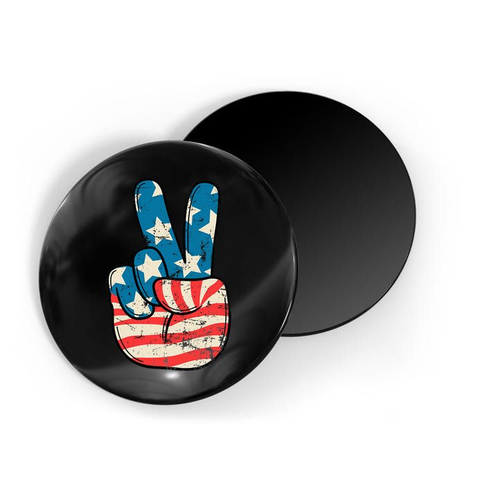 Usa Flag Peace Sign Hand Patriotic Magnet