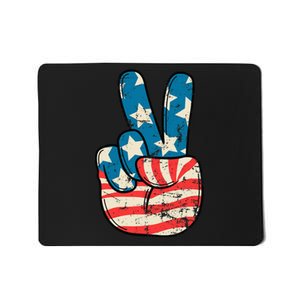 Usa Flag Peace Sign Hand Patriotic Mousepad