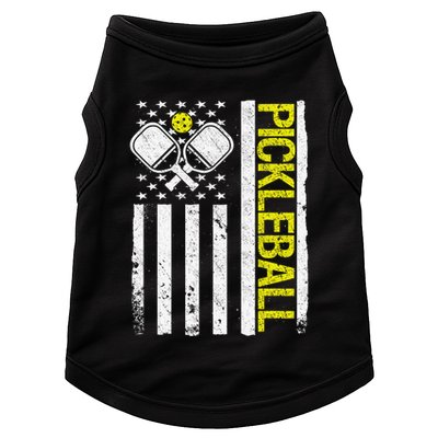 US Flag Pickleball Player Paddleball Lover Doggie Tank