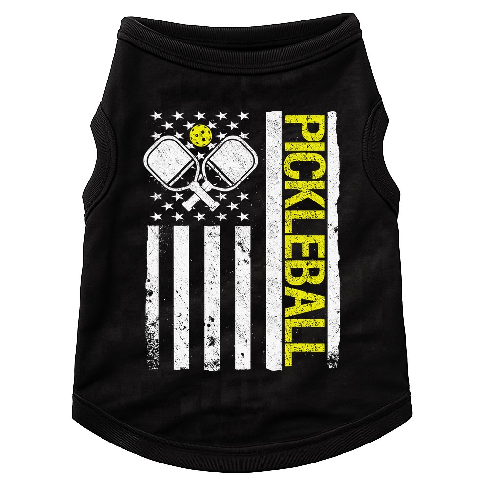 US Flag Pickleball Player Paddleball Lover Doggie Tank