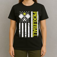 US Flag Pickleball Player Paddleball Lover T-Shirt