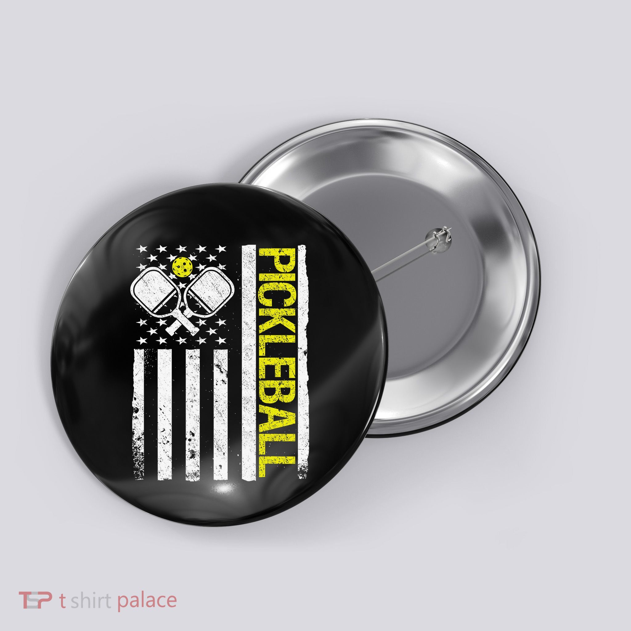 US Flag Pickleball Player Paddleball Lover Button