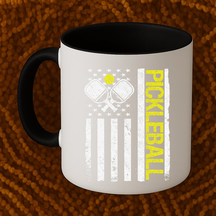 US Flag Pickleball Player Paddleball Lover Mug
