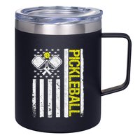 US Flag Pickleball Player Paddleball Lover 12oz Stainless Steel Coffee Mug