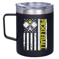 US Flag Pickleball Player Paddleball Lover 12oz Stainless Steel Coffee Mug