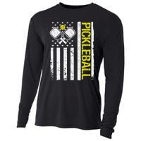 US Flag Pickleball Player Paddleball Lover Cooling Performance Long Sleeve Crew