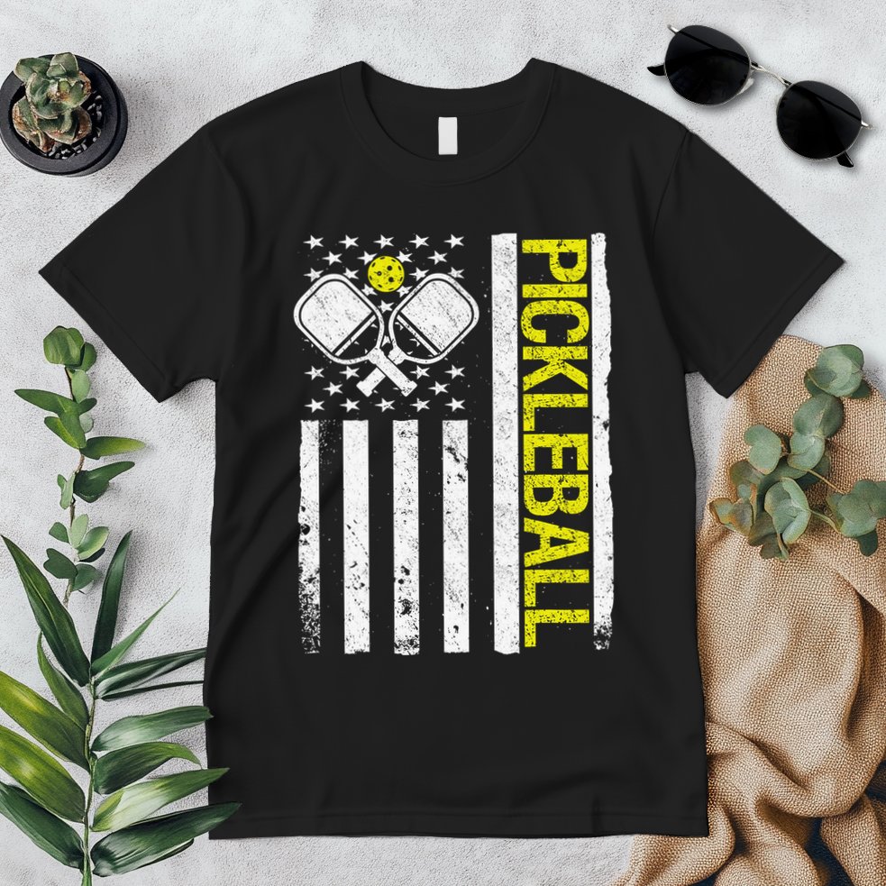 US Flag Pickleball Player Paddleball Lover Premium T-Shirt