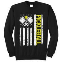 US Flag Pickleball Player Paddleball Lover Tall Sweatshirt