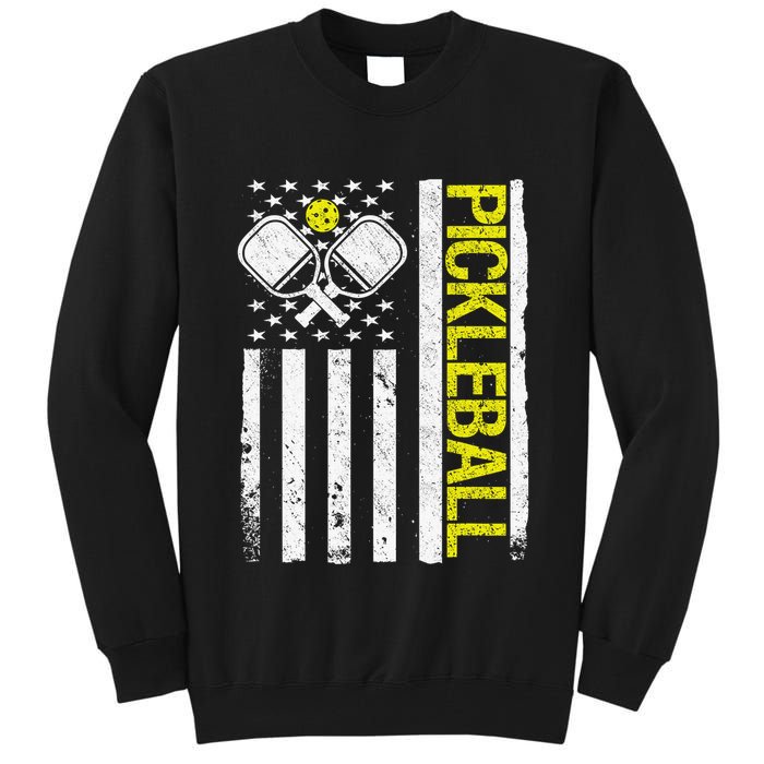 US Flag Pickleball Player Paddleball Lover Tall Sweatshirt