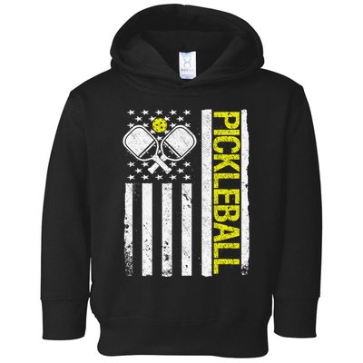 US Flag Pickleball Player Paddleball Lover Toddler Hoodie