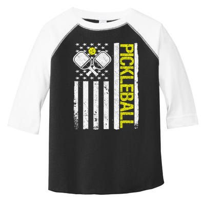 US Flag Pickleball Player Paddleball Lover Toddler Fine Jersey T-Shirt
