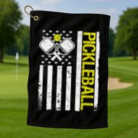 US Flag Pickleball Player Paddleball Lover Golf Towel