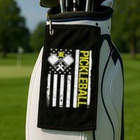 US Flag Pickleball Player Paddleball Lover Golf Towel