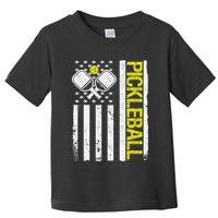 US Flag Pickleball Player Paddleball Lover Toddler T-Shirt