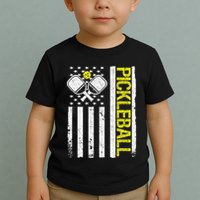 US Flag Pickleball Player Paddleball Lover Toddler T-Shirt