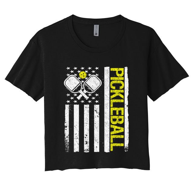 US Flag Pickleball Player Paddleball Lover Crop Top