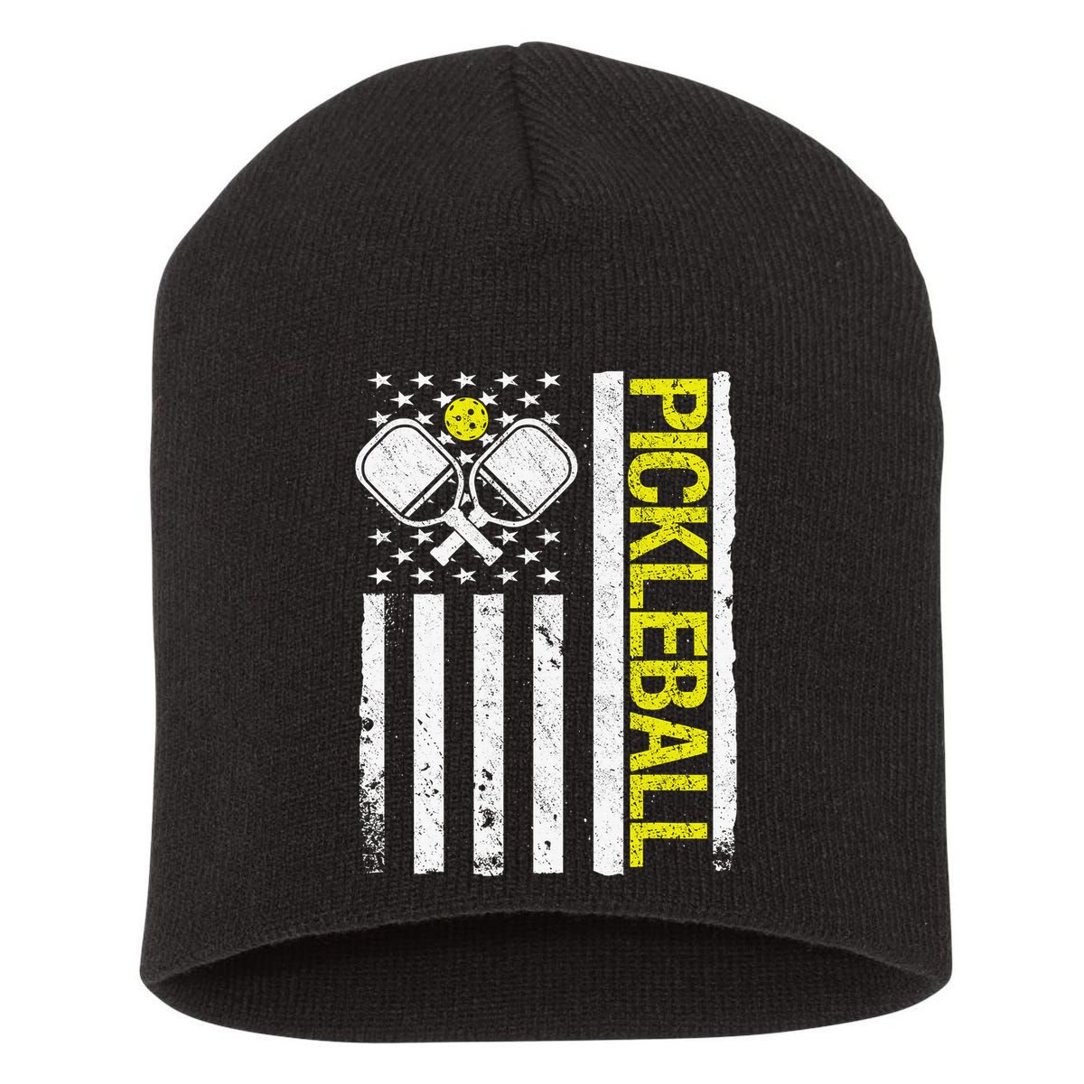 US Flag Pickleball Player Paddleball Lover Short Acrylic Beanie