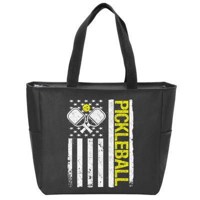 US Flag Pickleball Player Paddleball Lover Zip Tote Bag