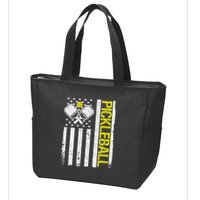 US Flag Pickleball Player Paddleball Lover Zip Tote Bag