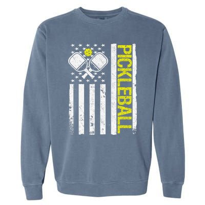 US Flag Pickleball Player Paddleball Lover Garment-Dyed Sweatshirt