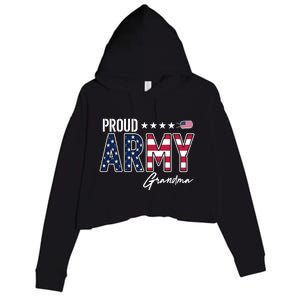 Us Flag Proud Army Grandma Gift Crop Fleece Hoodie