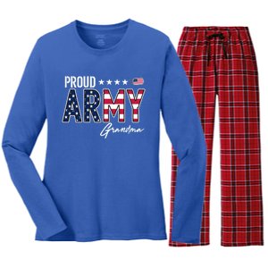 Us Flag Proud Army Grandma Gift Women's Long Sleeve Flannel Pajama Set 