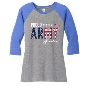 Us Flag Proud Army Grandma Gift Women's Tri-Blend 3/4-Sleeve Raglan Shirt