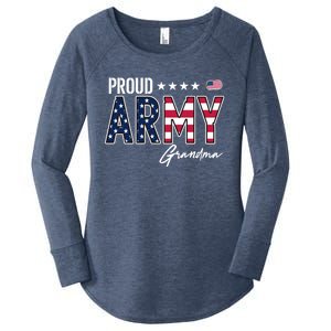 Us Flag Proud Army Grandma Gift Women's Perfect Tri Tunic Long Sleeve Shirt