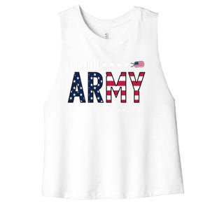 Us Flag Proud Army Grandma Gift Women's Racerback Cropped Tank