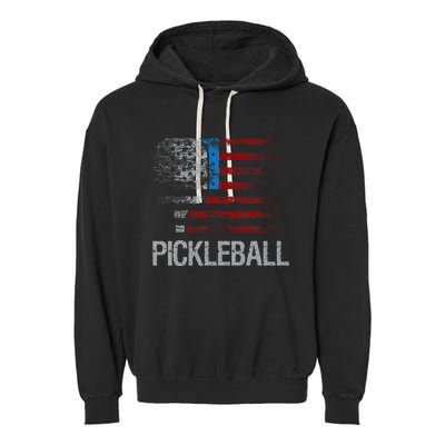 Us Flag Pickleball Player Paddleball Lover Garment-Dyed Fleece Hoodie