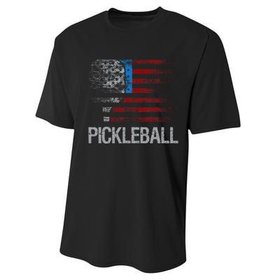 Us Flag Pickleball Player Paddleball Lover Performance Sprint T-Shirt